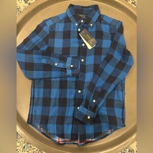 Ralph Lauren Polo NEW Pony-embroidered Blue Plaid Button Down Size M (10/12)